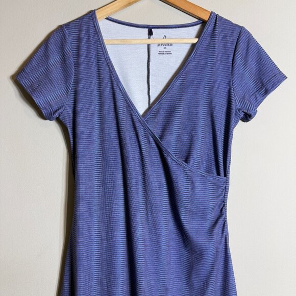 prAna Nadia Short Sleeve Wrap Mini Dress Women's XS Purple Active Activewear - Picture 5 of 11